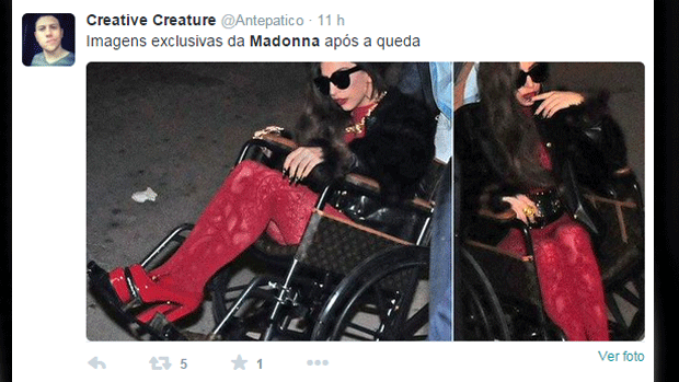 Lady Gaga em uma cadeira de rodas virou Madonna depois da queda na internet