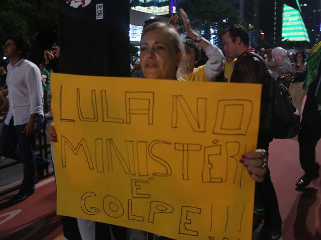 Manifestação contra a nomeação do ex-Presidente Lula como novo Ministro da Casa Civil, em São Paulo