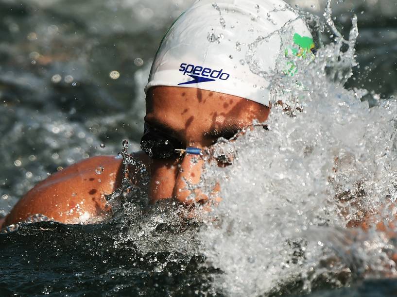 Luiz Rogerio Arapiraca, durante os 10 km da maratona aquática masculina em Toronto