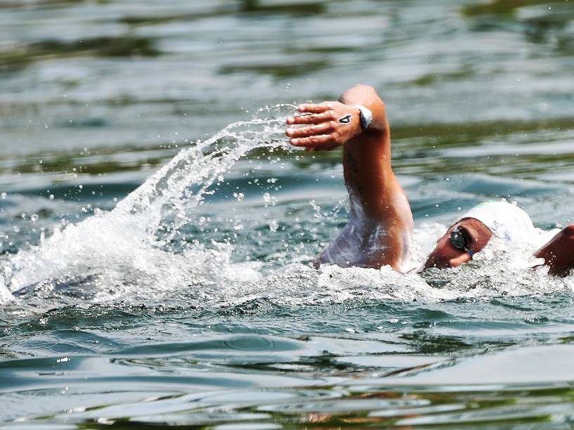 Luiz Rogerio Arapiraca, durante os 10 km da maratona aquática masculina em Toronto