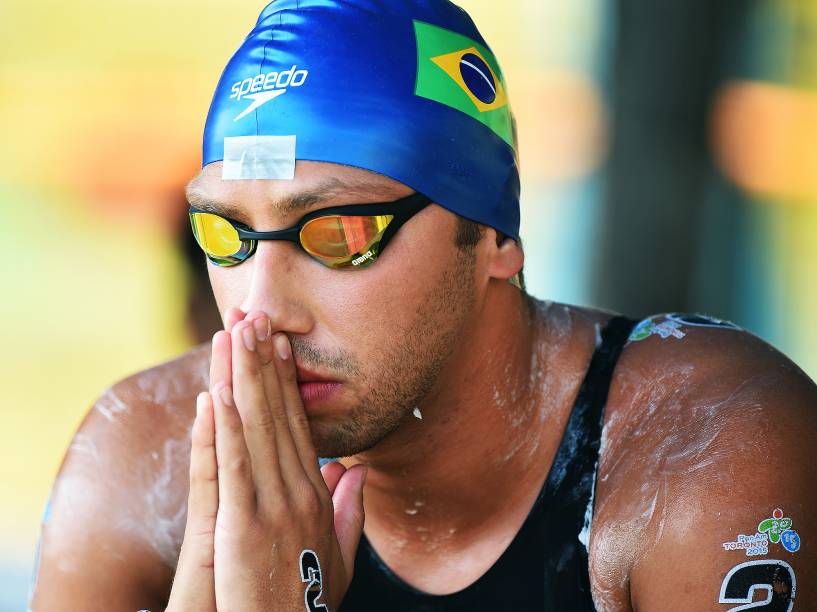 Samuel Menegon de Bona, durante os 10 km da maratona aquática masculina em Toronto