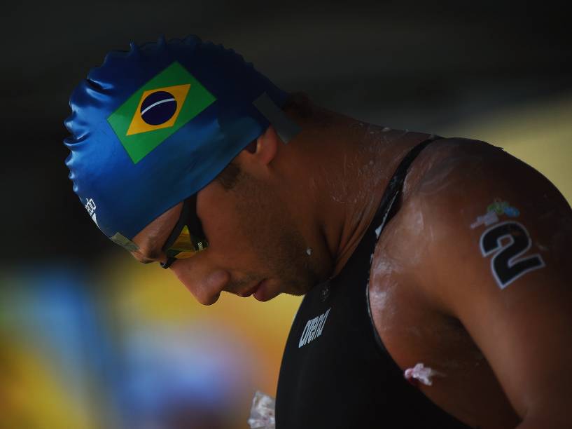 Samuel Menegon de Bona, durante os 10 km da maratona aquática masculina em Toronto