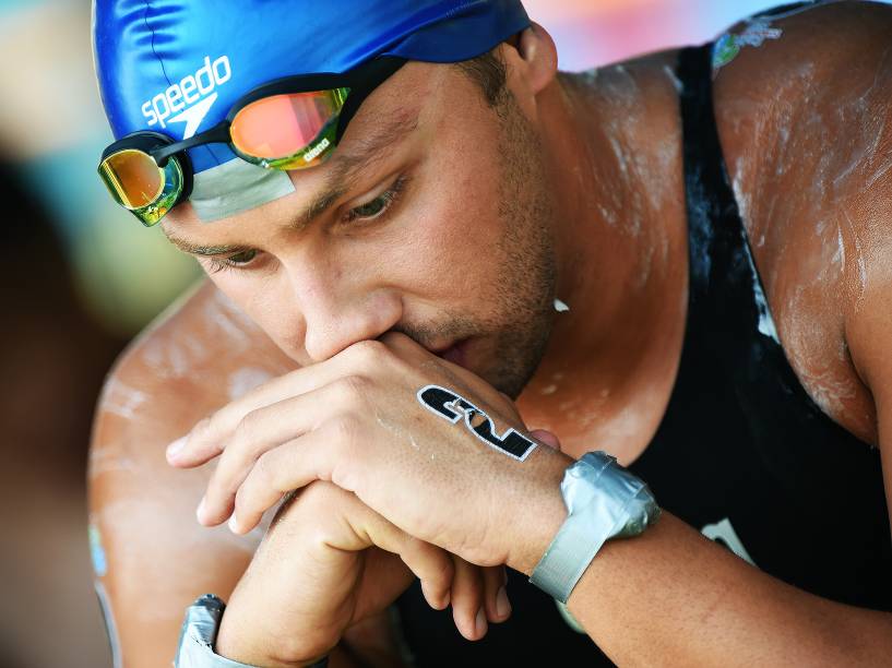 Samuel Menegon de Bona, durante os 10 km da maratona aquática masculina em Toronto