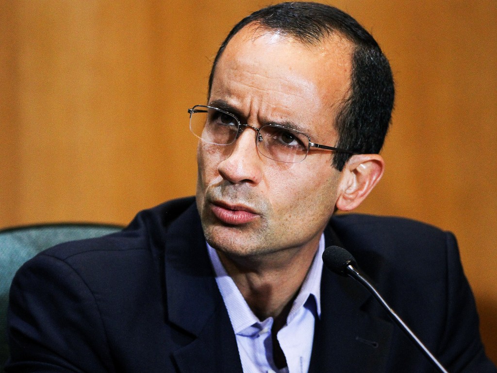 O executivo Marcelo Odebrecht, preso na Operação Lava Jato, durante depoimento à CPI da Petrobras em Curitiba