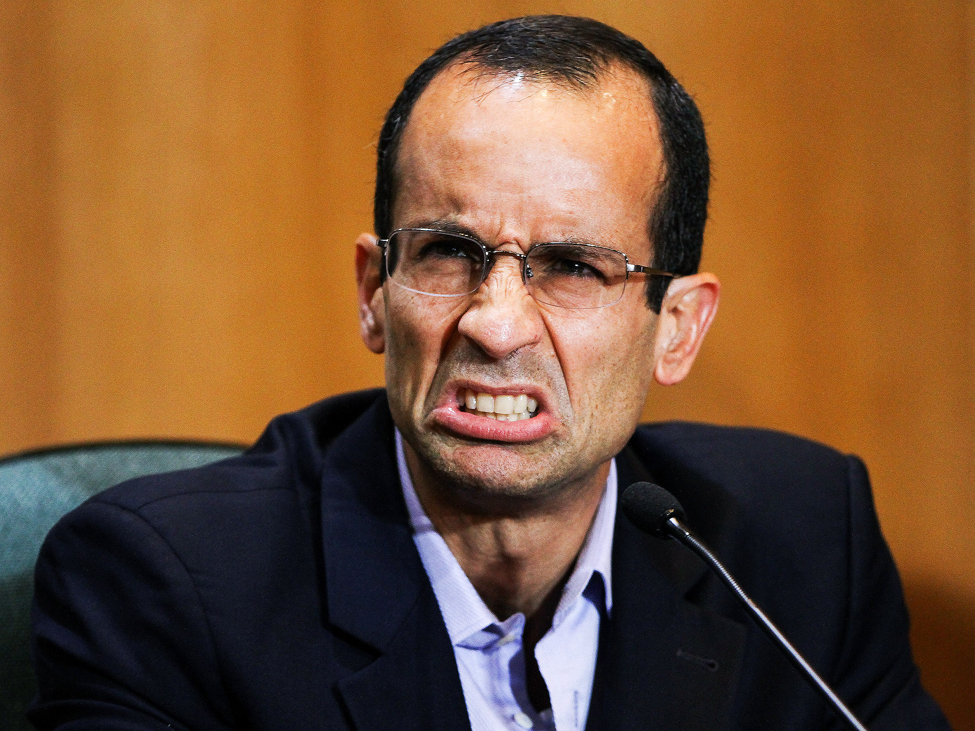 O executivo Marcelo Odebrecht, preso na Operação Lava Jato, durante depoimento à CPI da Petrobras