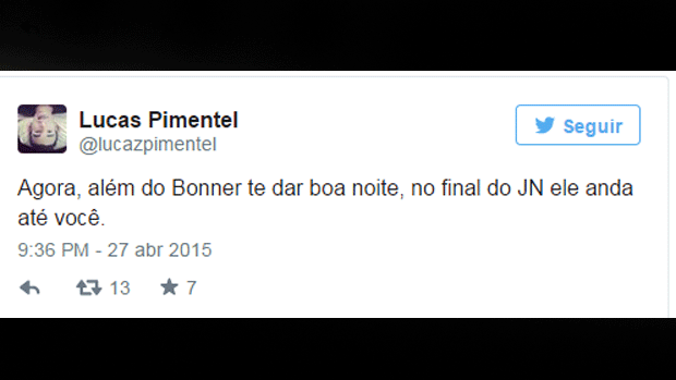 Usuário do Twitter comenta a aproximação de Bonner do público