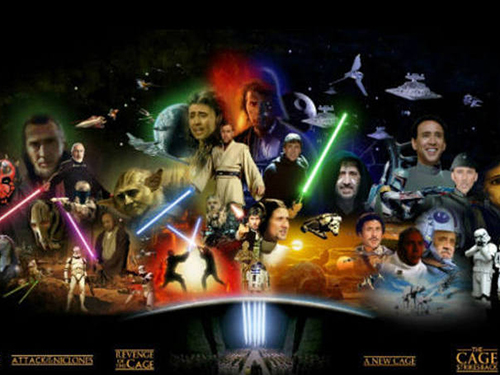 Internautas criaram o Star Wars Cage, em que o rosto do ator aparece em todos os personagens do cartaz