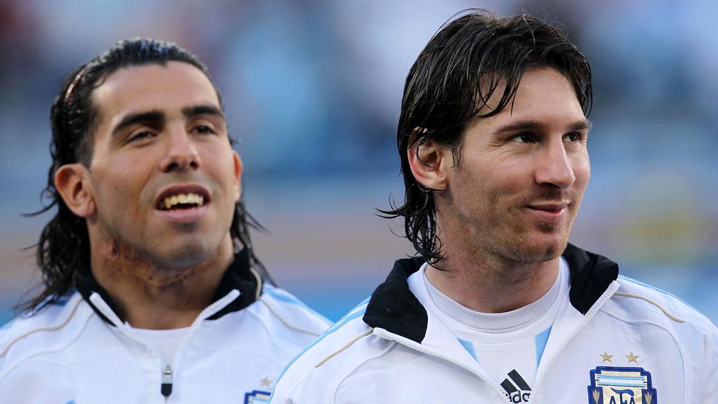 Tevez e Messi juntos, antes da derrota argentina para a Alemanha na Copa de 2010