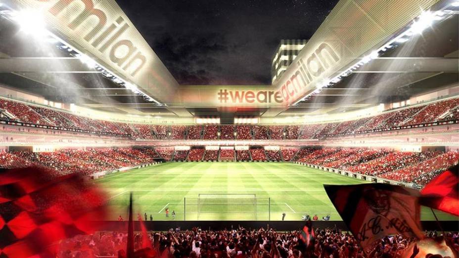 Projeto do futuro estádio do Milan, que terá capacidade para 48.000 espectadores