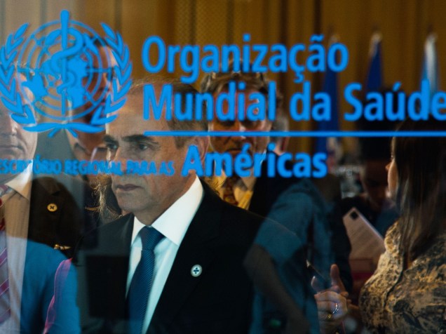 O Ministro da Saúde, Marcelo Castro, nesta quinta-feira (18), na Organização Pan-Americana da Saúde (OPAS), em Brasília, DF