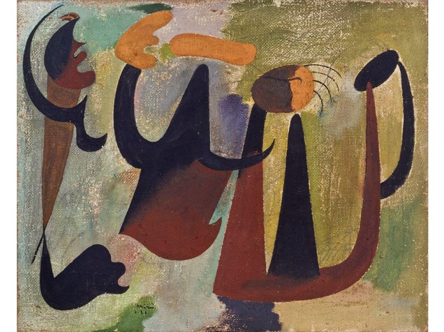 Joan Miró, Grupo de Personagens no Bosque, 1931, óleo sobre tela, 33 x 41 cm