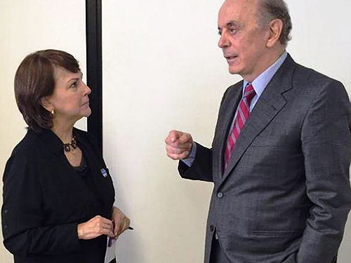 José Serra recebe a esposa do prefeito de Caracas, Mitzy Capriles em Brasília