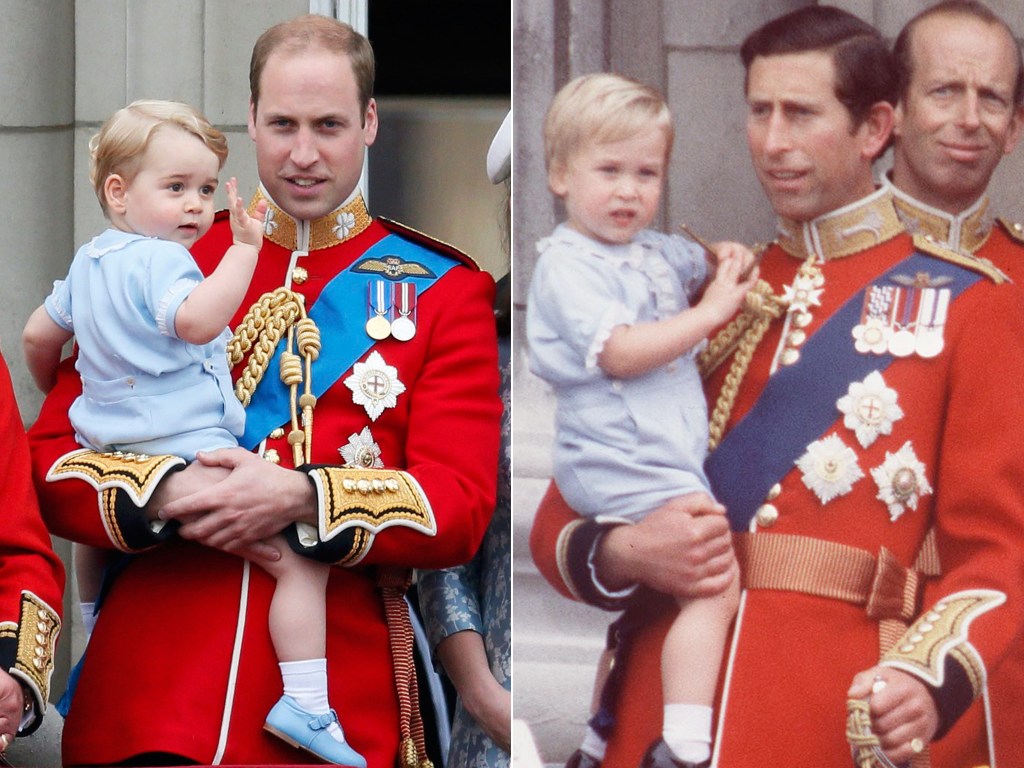 Príncipe George aparece com a mesma roupa que seu pai William usou em 1984, durante o desfile militar em homenagem ao aniversário da rainha Elizabeth II, no Palácio de Buckingham, em Londres - 13/06/2015