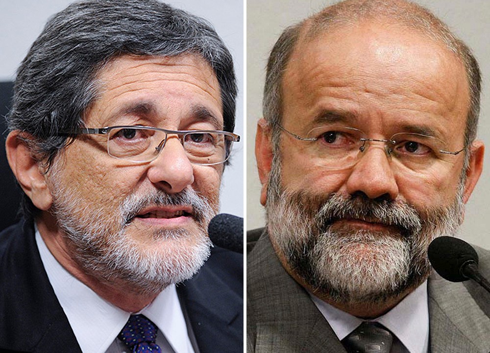 José Sérgio Gabrielli (esq.), ex-presidente da Petrobrás, e João Vaccari Neto (dir.), tesoureiro do PT