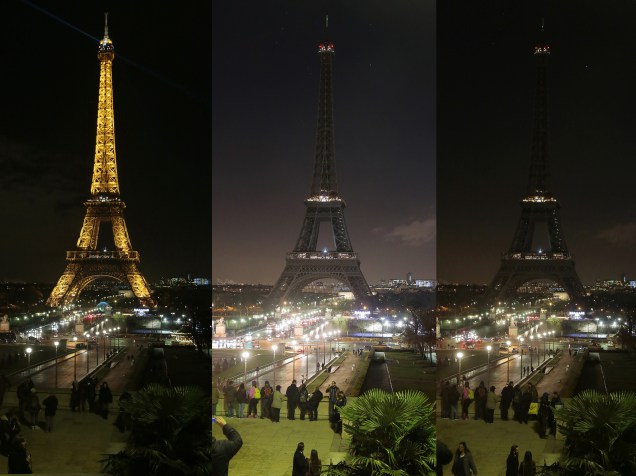 Torre Eiffel é apagada em homenagem às vítimas do atentado à Charlie Hebdo - 08/01/2015