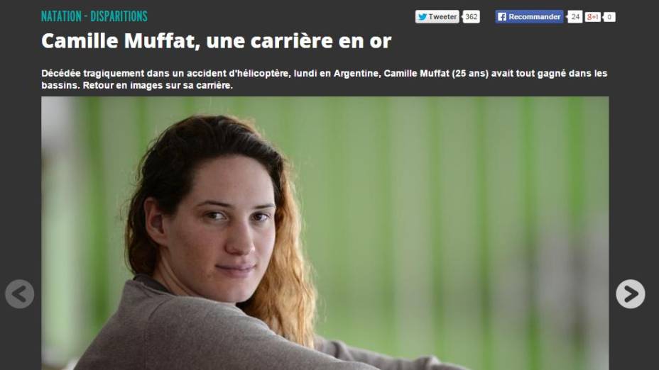 Jornal LEquipe, da França, destaca que Camille Muffat teve "uma carreira de ouro"