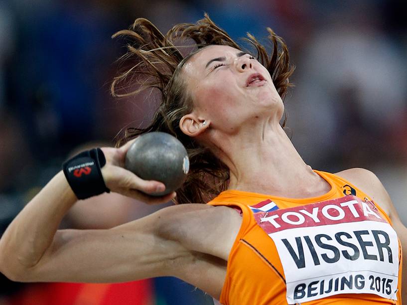 Nadine Visse, da Holanda, durante o Mundial de Atletismo em Pequim