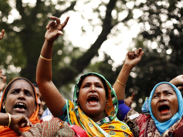 Mulheres da cidade de Daca, capital de Bangladesh, vão as ruas em protesto pelo dia internacional dos Direitos Humanos
