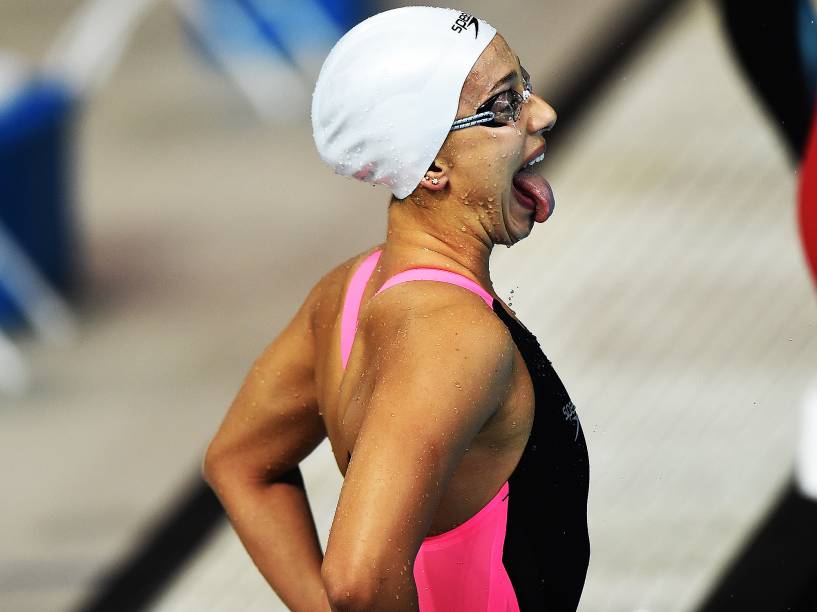 A brasileira Larissa Oliveira durante a final dos 100m livre feminino nos Jogos Pan-Americanos de Toronto, no Canadá