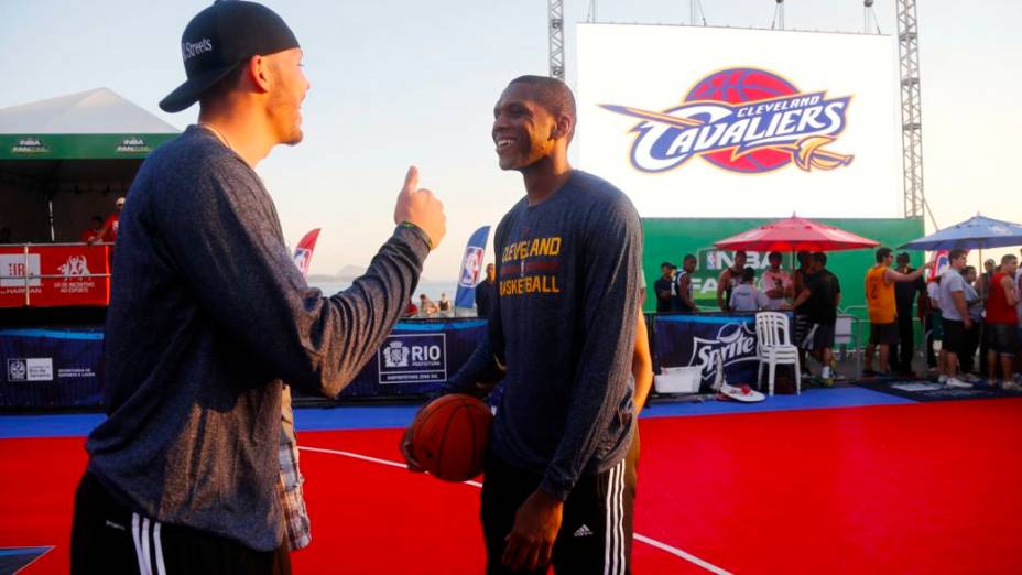 A NBA Fan Zone, montada na Praia de Ipanema antes do NBA Global Games Rio, entre Cleveland Cavaliers e Miami Heat