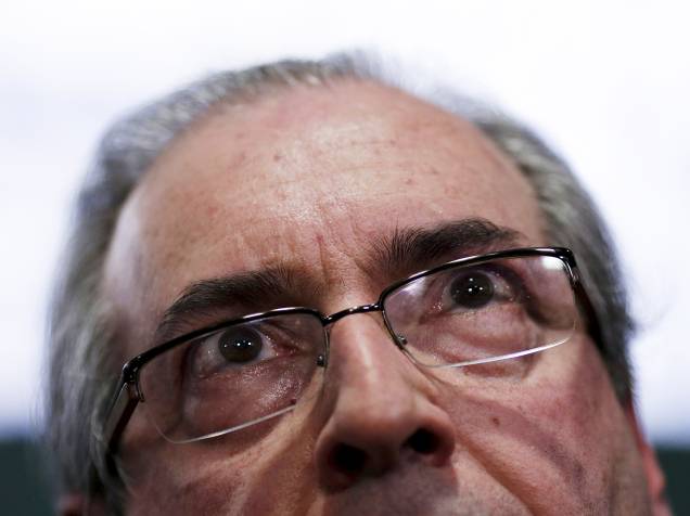 Eduardo Cunha durante coletiva na Câmara em Brasília