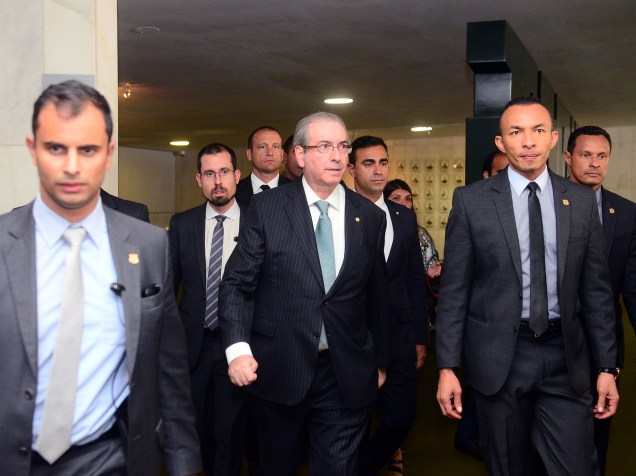 Presidente da Câmara, Eduardo Cunha, chega para Sessão Especial do Impeachment, em Brasília - 17/04/2016