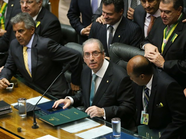 Presidente da Câmara dos Deputados Eduardo Cunha (PMDB/RJ) conduz a sessão de votação ao processo de Impeachment contra a presidente Dilma Rousseff - 17/04/2016