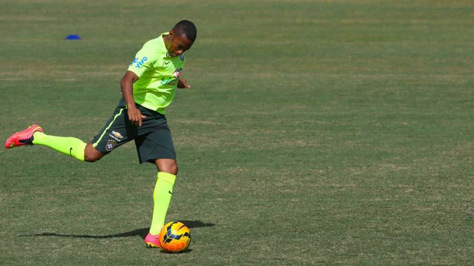 Robinho no primeiro treino do Brasil para o amistoso contra a Colômbia, em Miami