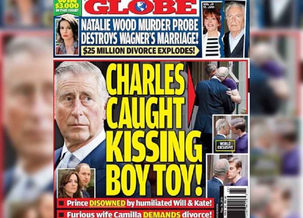 Tablóide mostra suposta foto do príncipe Charles beijando um homem