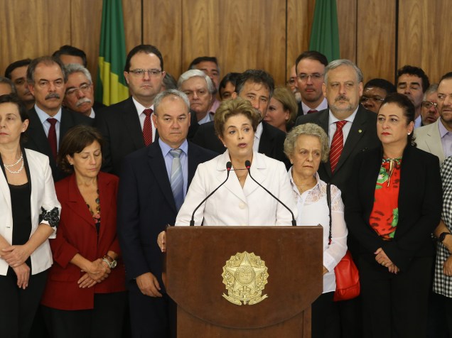 A presidente Dilma Rousseff faz pronunciamento após decisão do Senado Federal pelo seu afastamento do cargo - 12/05/2016
