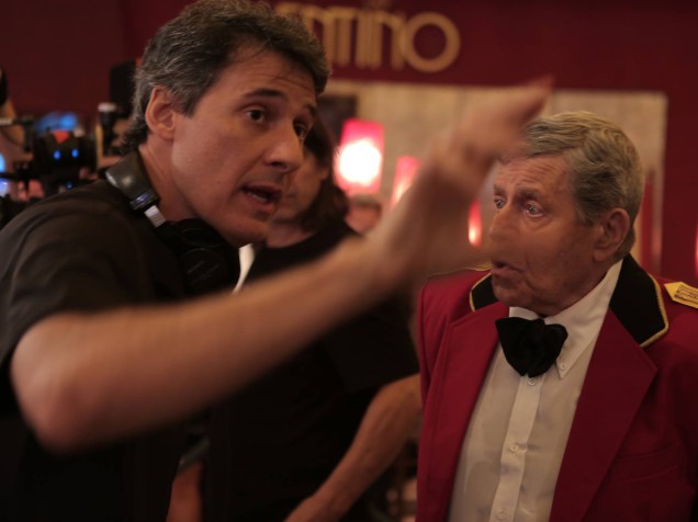 Roberto Santucci e Jerry Lewis nas filmagens de Até que a Sorte nos Separe 2