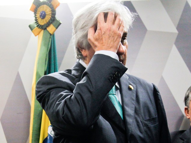 O senador Delcídio do Amaral, durante reunião do Conselho de Ética, em Brasília (DF) - 09/05/2016