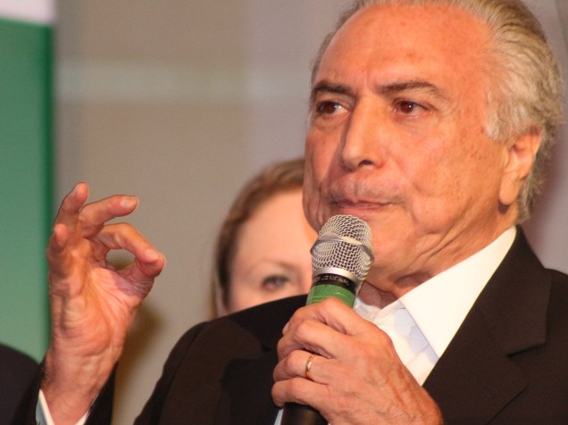 O vice-presidente da República, Michel Temer,  durante Convenção Nacional do PMDB realizado em Brasília, DF, neste sábado (12)