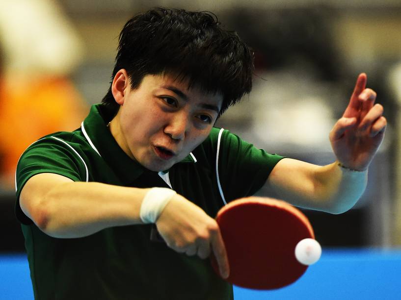 Gui Lin, da equipe do Brasil, durante a disputa feminina pela medalha de ouro contra a equipe dos Estados Unidos na competição de tênis de mesa dos Jogos Pan-Americanos 2015