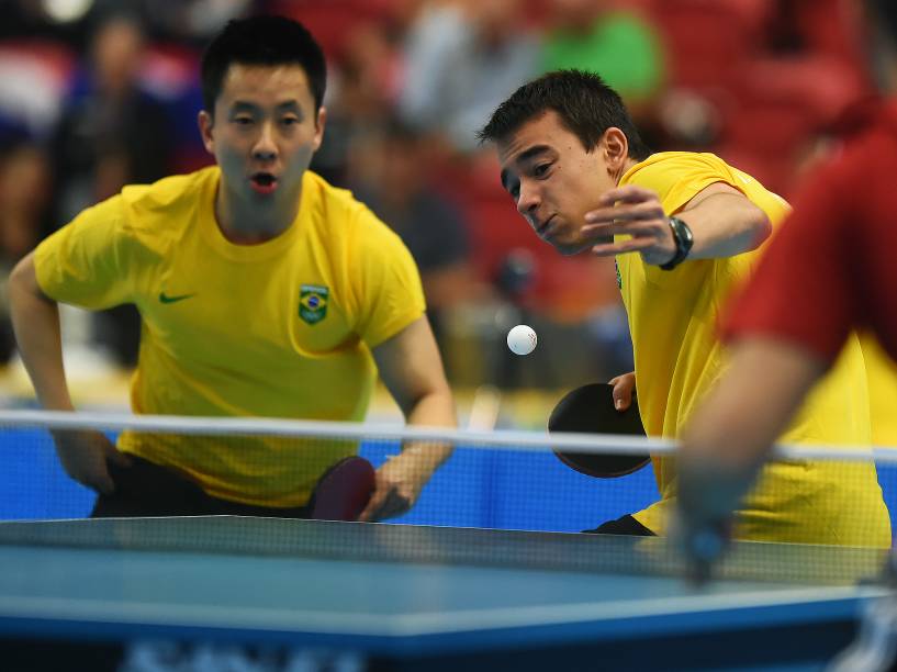 A equipe masculina de tênis de mesa brasileira conseguiu a medalha de ouro dos Jogos Pan-Americanos, em Toronto, Canadá