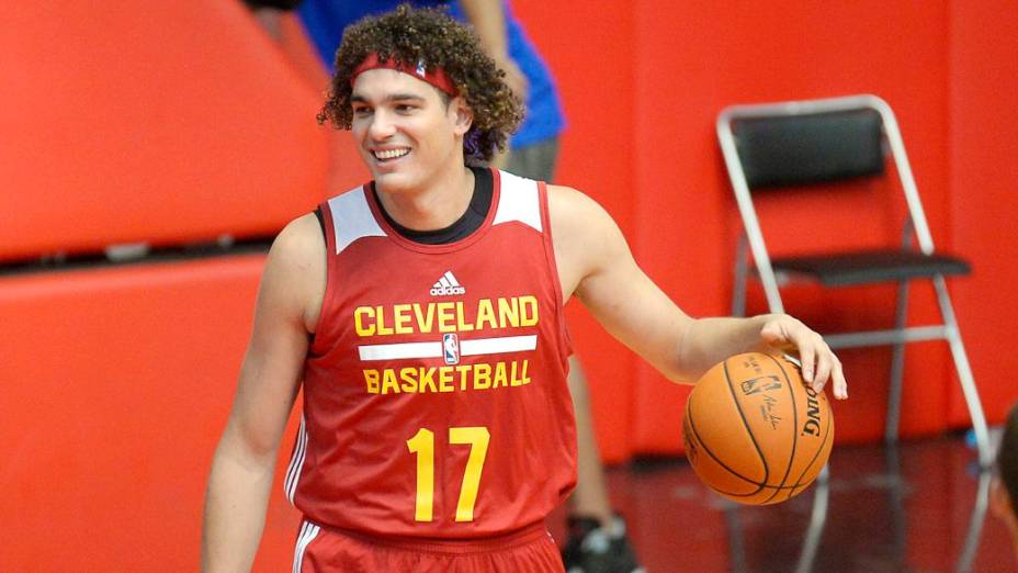 Anderson Varejão no treino do Cleveland Cavaliers no ginásio do Flamengo, no Rio