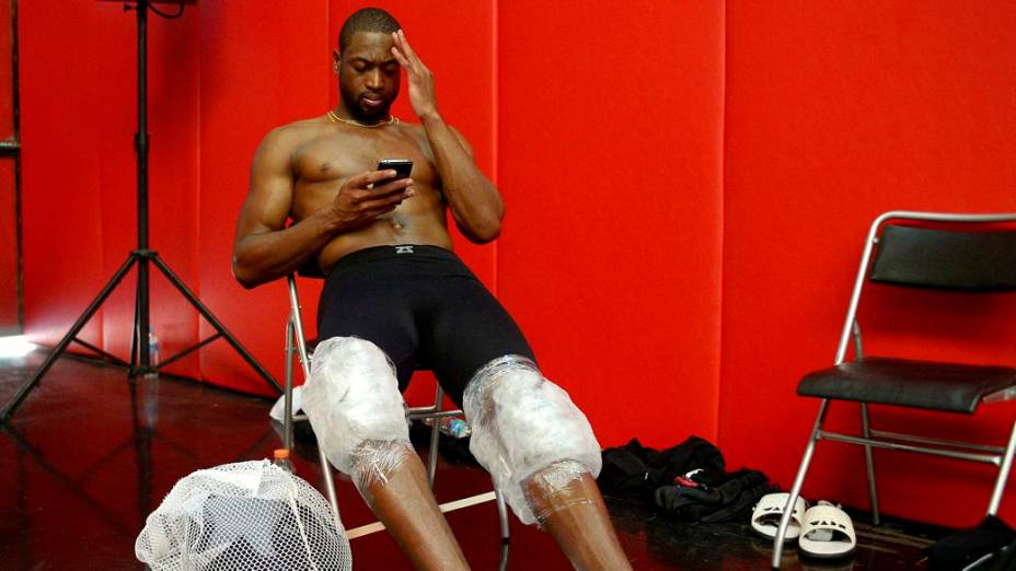 Dwayne Wade no treino do Miami Heat no ginásio do Flamengo, no Rio