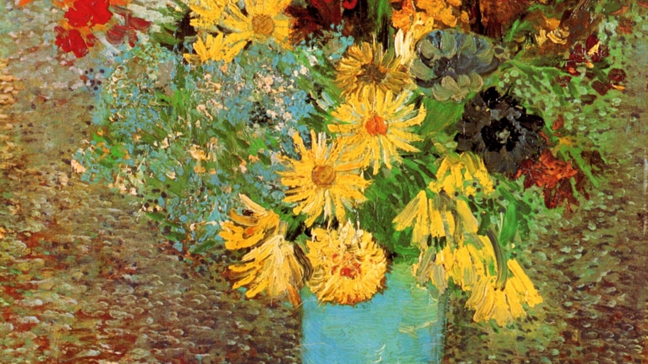 Obra 'Vaso com Margaridas e Papoulas', de Vincent Van Gogh