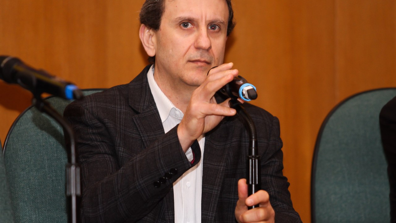 Alberto Youssef durante a CPI da Petrobras na sede da Justiça Federal em Curitiba (PR)