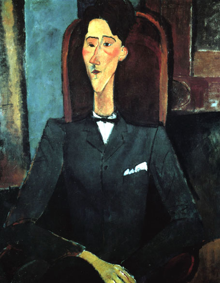 Reprodução de tela com Jean Cocteau, pintada em 1916, por Amedeo Modigliani