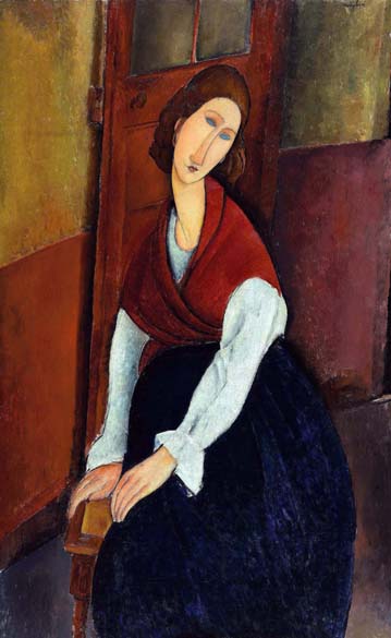 Reprodução de tela com Jeanne Hébuterne, pintada em 1919, por Amedeo Modigliani