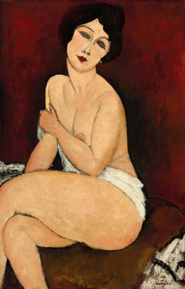 Reprodução da tela "Nu Assis sur un Divan" ou "La Belle Romaine", de Amedeo Modigliani