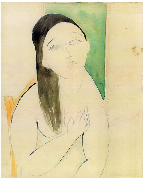 Reprodução da obra "Jeune Femme", do artista Amedeo Modigliani