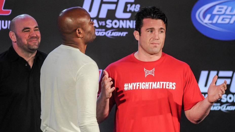 A entrevista coletiva de Anderson Silva, Chael Sonnen e Dana White no Rio de Janeiro