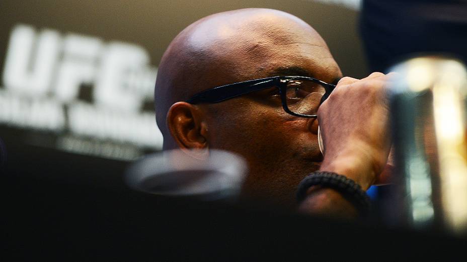 Anderson Silva durante coletiva na HSBC Arena, na Barra da Tijuca