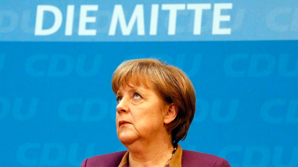 Angela Merkel durante coletiva de imprensa, na Alemanha