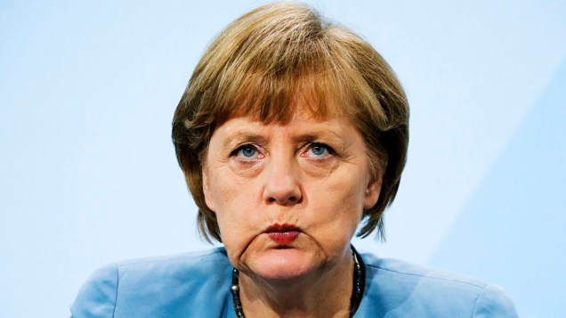 Chanceler alemã Angela Merkel durante coletiva em Berlim
