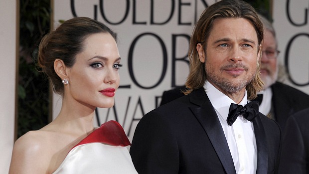 Angelia Jolie e Brad Pitt, no tapete vermelho do Globo de Ouro