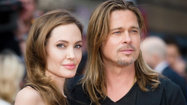 Angelina Jolie e Brad Pitt na estreia do filme Guerra Mundial Z