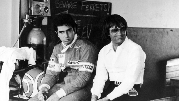 Em 1979, com Bernie Ecclestone, na época dono da Braham